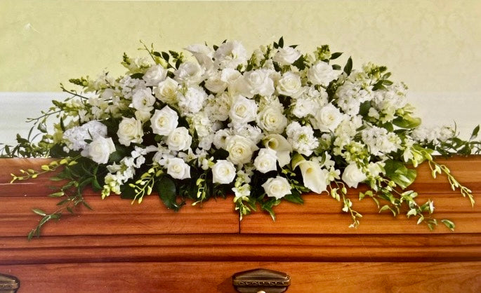Peaceful White Casket Spray