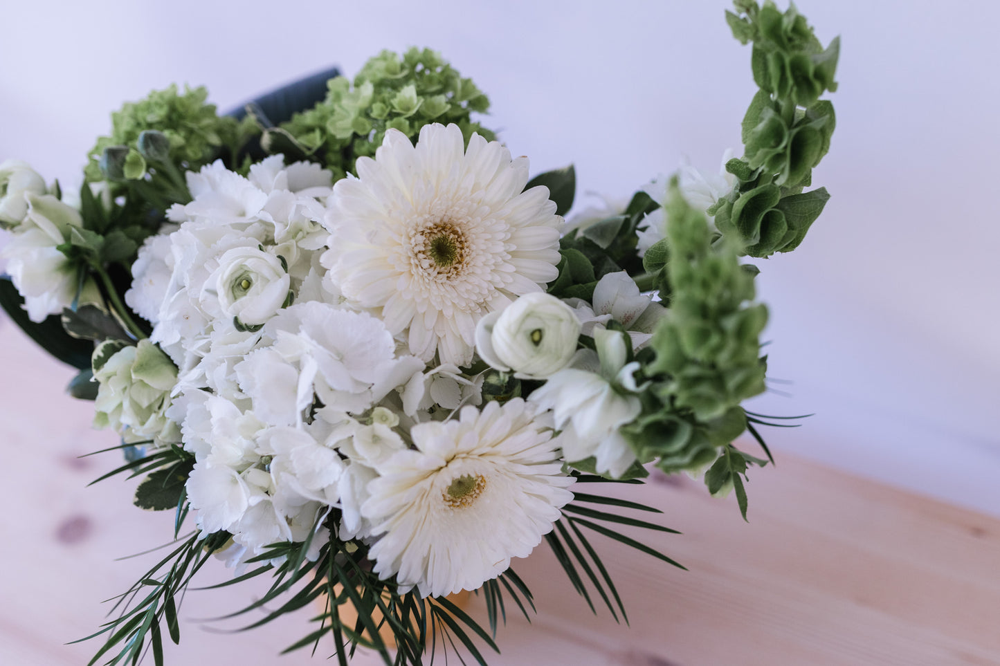 Designers Choice White and Green Palette Arrangement