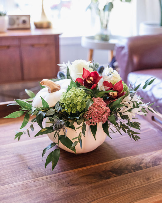 Fall White Pumpkin Arrangement
