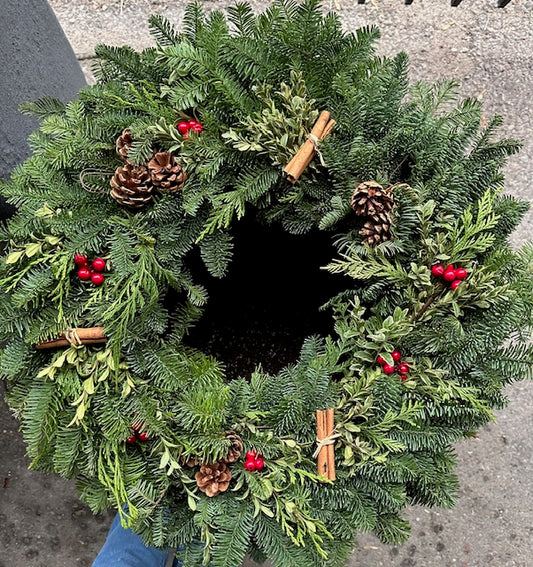 Fresh Wreath Cinnamon Sticks and Berries